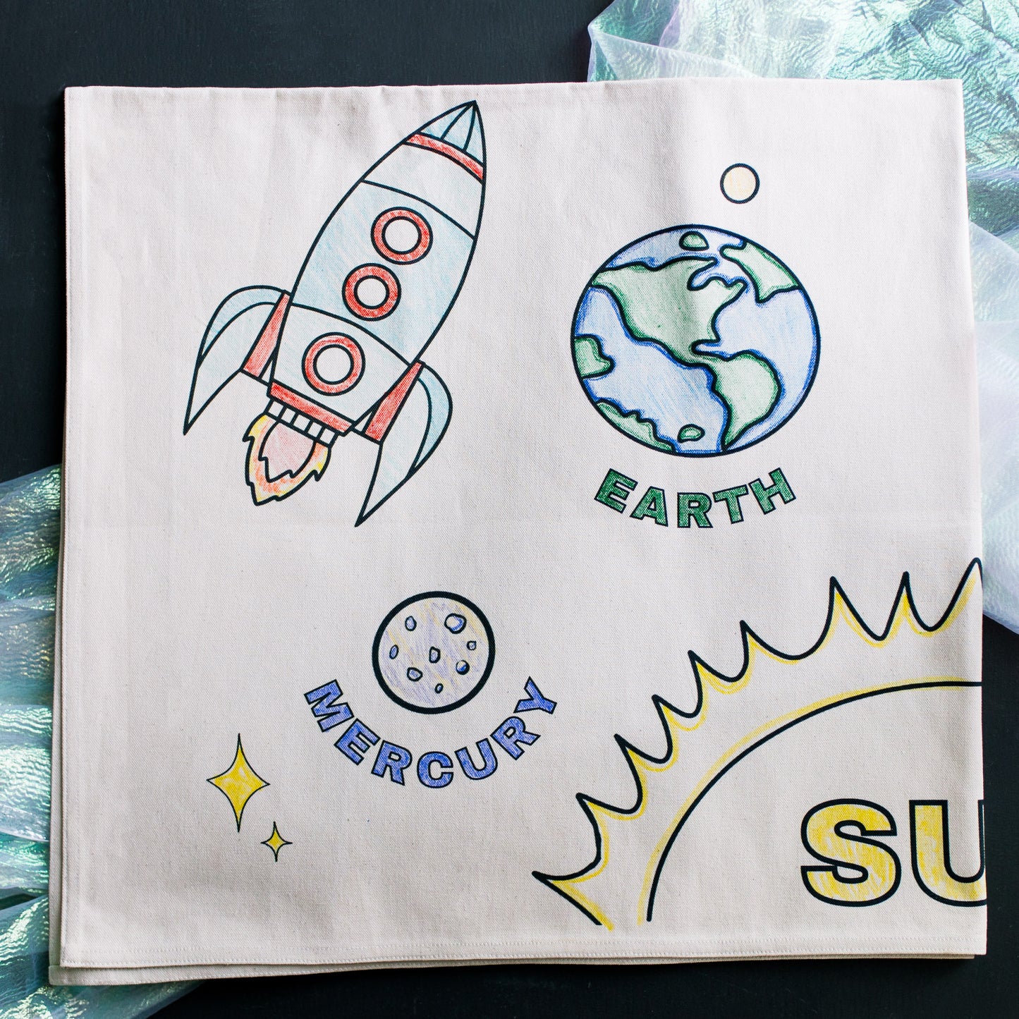 Solar System Coloring Cloth